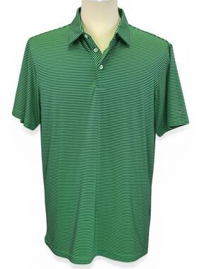 Michel Rouen Performance Men's Polo Golf Striped Short Sleeve Shirt Size XL